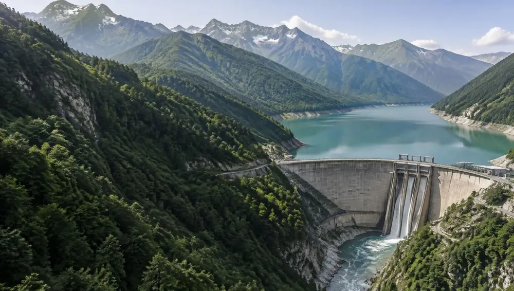 Hydropower plant in the Caucasus mountains